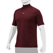 MIZUNO Baseball Undershirt Short Sleeve Top High Neck Loose Fit Loose Softball 12JAAP31