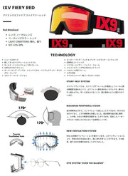 IXNINE IX5 Fiery Red Snowboard Goggles, Men's, Sizes 24/25