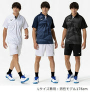 Mizuno Game Shirt, Uniform, Short Sleeve, Top, Tennis, Soft Tennis, Badminton, Men's, Unisex, 62JAC023