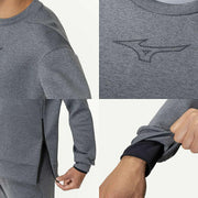 Mizuno Men's Crew Sweatshirt, Round Neck, Stretch, Unisex, Model 32MCC052